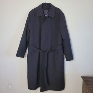 Hart Schaffner Marx Men’s Black Wool Blend Trench Coat Size 42R Classic Overcoat